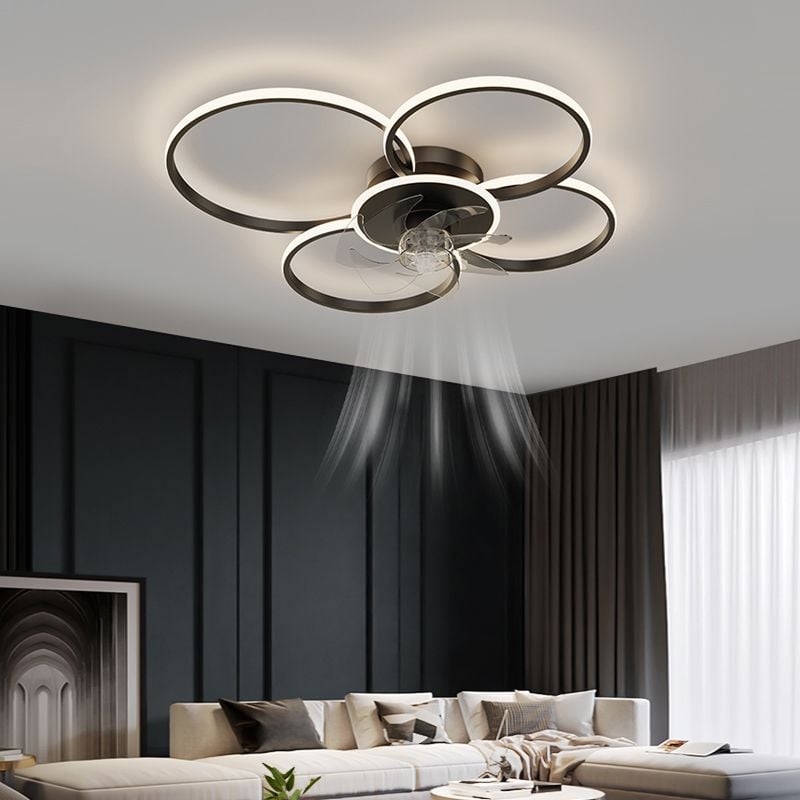 Arisha Deckenventilator mit Beleuchtung 2/3/4/5 Ringe, 2 Farben, ∅45/55/60/80CM - Lumpaz