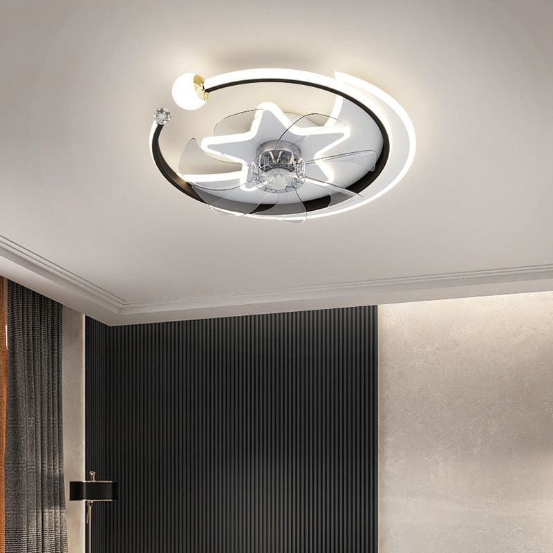Minori Deckenventilator mit Beleuchtung Stern & Mond, 3 Farben, ∅51CM - Lumpaz
