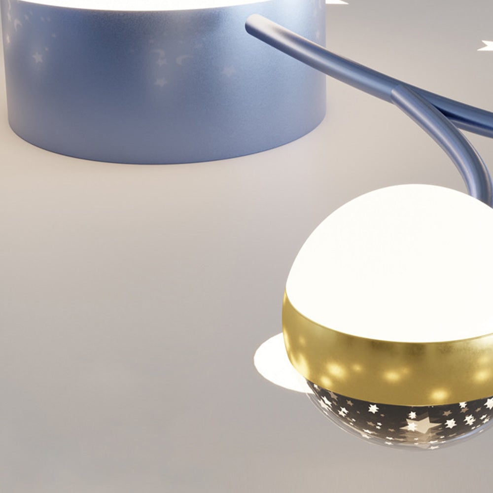 Madina Deckenventilator mit Beleuchtung Blau & Schwarz, 6/8/10-flammig, ∅80/120CM - Lumpaz