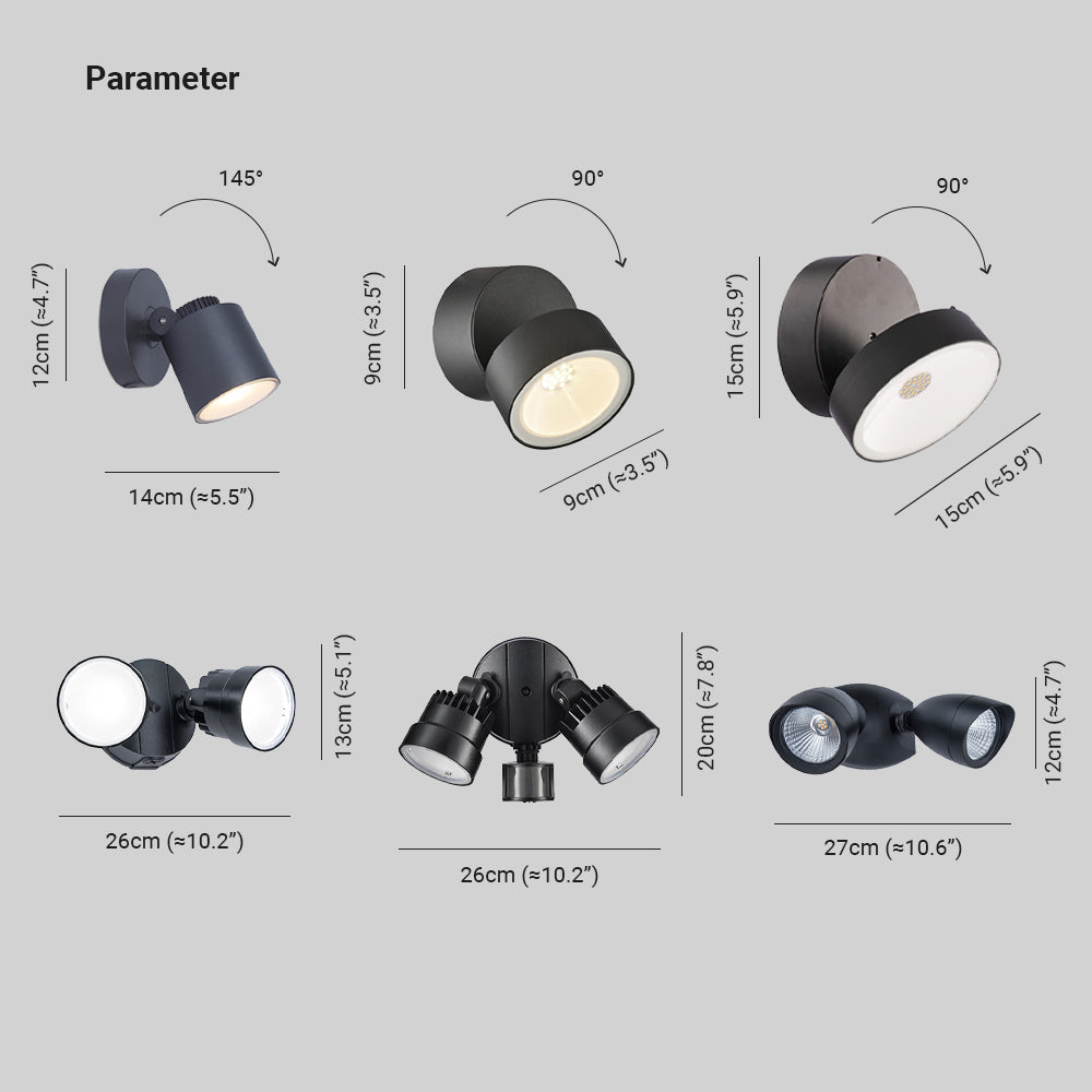 Orr Außenwandstrahler 1/2-flammig, 9CM /14CM/15CM/26CM/27CM Lang - Lumpaz