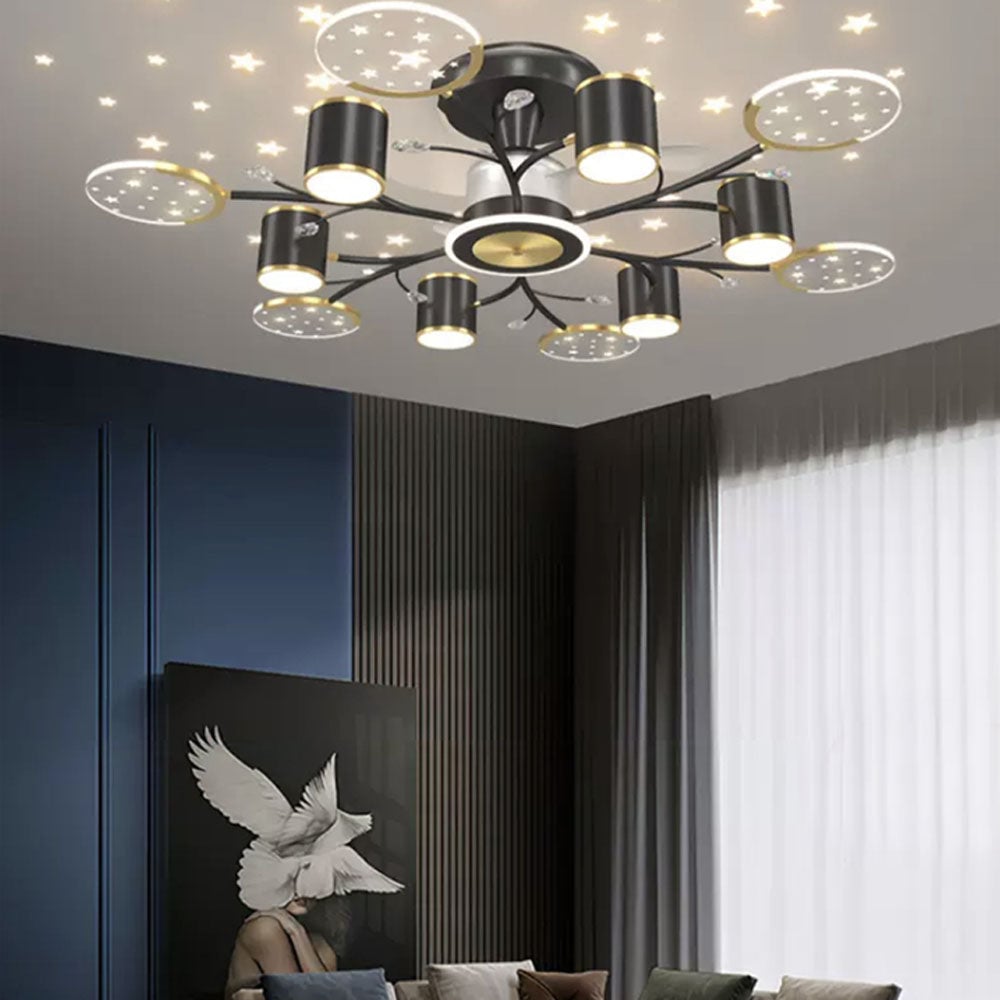 Madina Deckenventilator mit Beleuchtung, 6/8/10/12-flammig, ∅80/100/120CM - Lumpaz