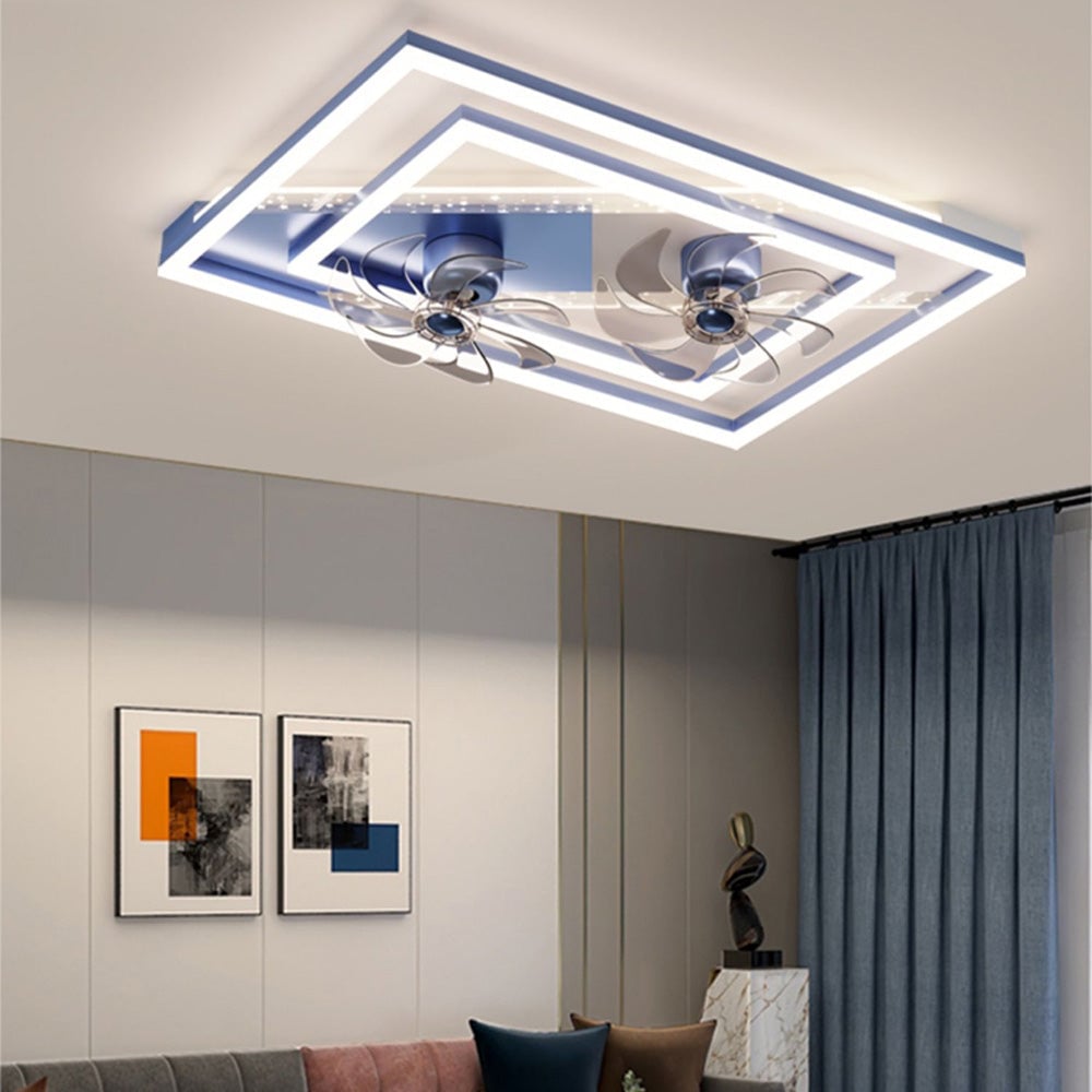 Kelley Deckenventilator mit Beleuchtung Blau & Schwarz, 5 Stile, ∅50/90/110CM - Lumpaz