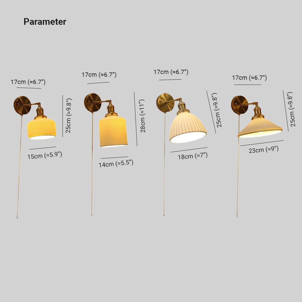 Lottie Spiegelfront Wandleuchte Plissiert, ∅14/15/18/23CM - Lumpaz