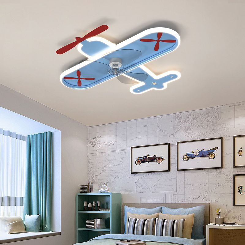 Minori Deckenventilator mit Beleuchtung Flugzeug Blau, 53CM Lang - Lumpaz