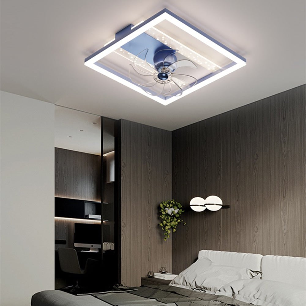 Kelley Deckenventilator mit Beleuchtung Blau & Schwarz, 5 Stile, ∅50/90/110CM - Lumpaz