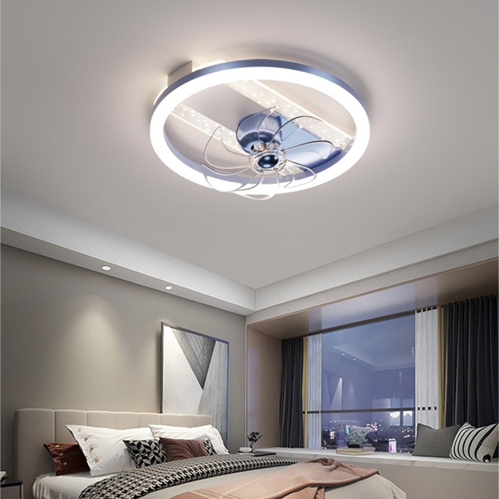 Kelley Deckenventilator mit Beleuchtung Blau & Schwarz, 5 Stile, ∅50/90/110CM - Lumpaz