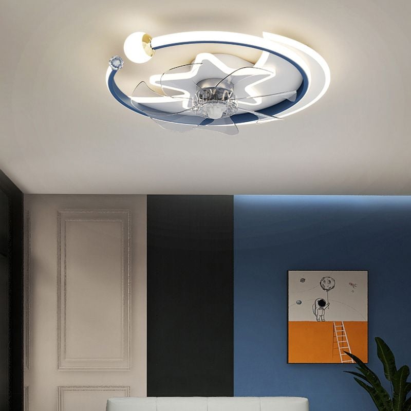 Minori Deckenventilator mit Beleuchtung Stern & Mond, 3 Farben, ∅51CM - Lumpaz