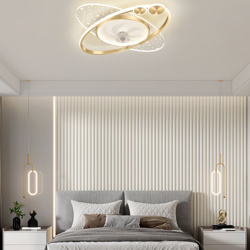 Madina Deckenventilator mit Beleuchtung 2-Ring 7-Blatt, 2 Farben, 58CM Lang - Lumpaz