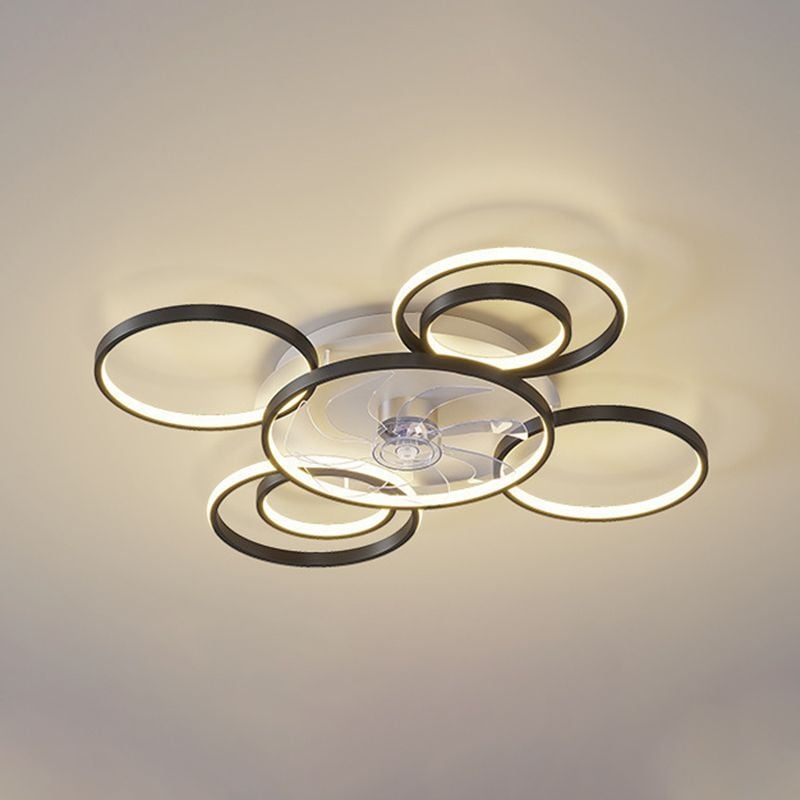 Arisha Deckenventilator mit Beleuchtung Kreis & Krone，2 Farben, 3 Stile, 90CM - Lumpaz