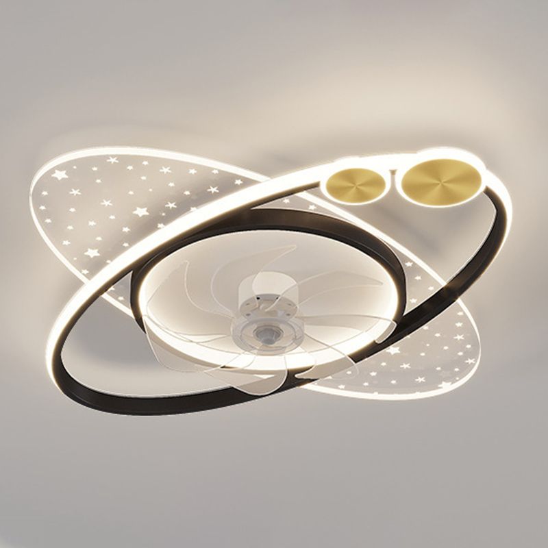 Madina Deckenventilator mit Beleuchtung 2-Ring 7-Blatt, 2 Farben, 58CM Lang - Lumpaz