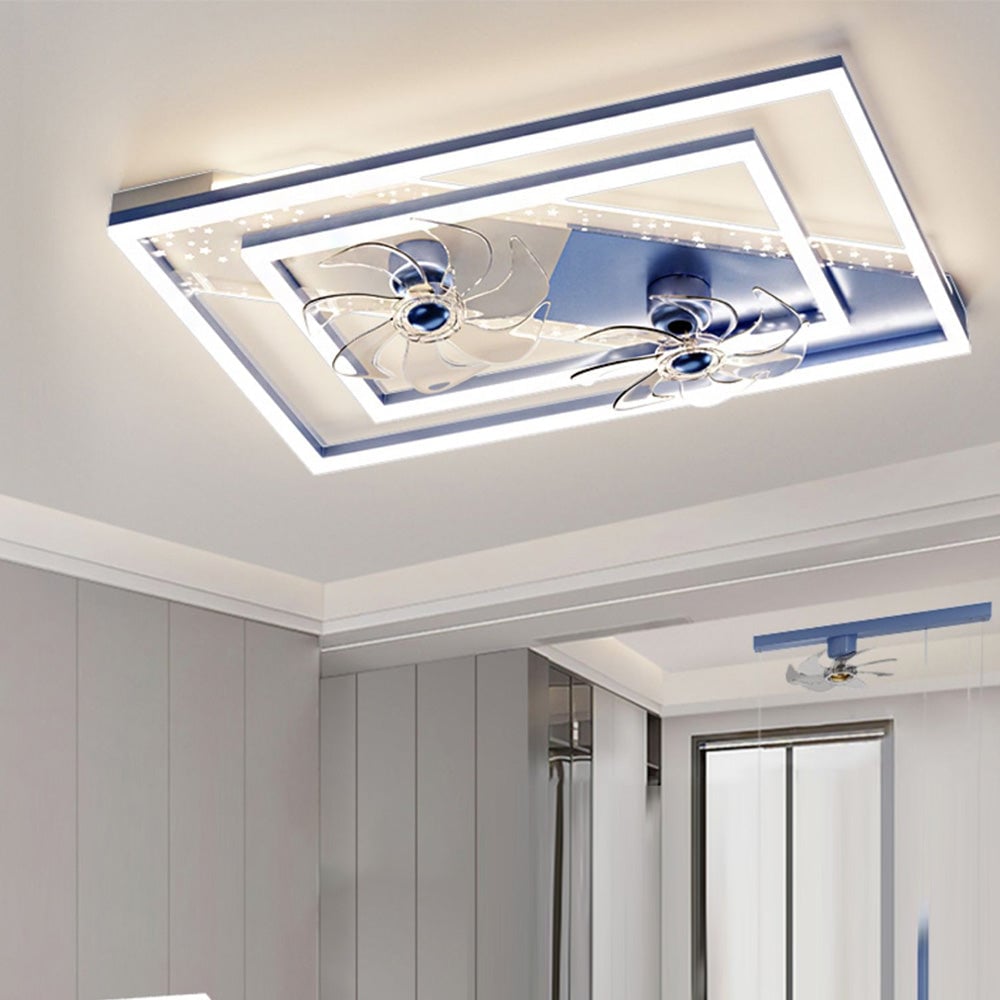 Kelley Deckenventilator mit Beleuchtung Blau & Schwarz, 5 Stile, ∅50/90/110CM - Lumpaz