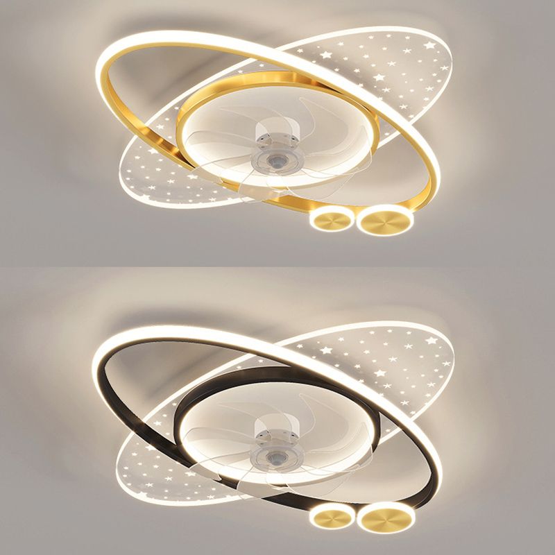 Madina Deckenventilator mit Beleuchtung 2-Ring 7-Blatt, 2 Farben, 58CM Lang - Lumpaz