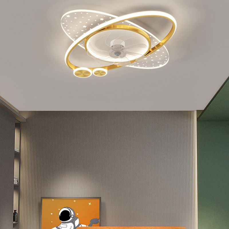 Madina Deckenventilator mit Beleuchtung 2-Ring 7-Blatt, 2 Farben, 58CM Lang - Lumpaz