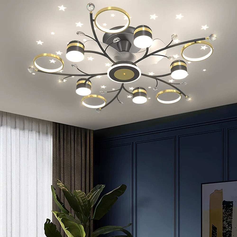 Madina Deckenventilator mit Beleuchtung, 6/8/10-flammig, ∅80/120CM - Lumpaz