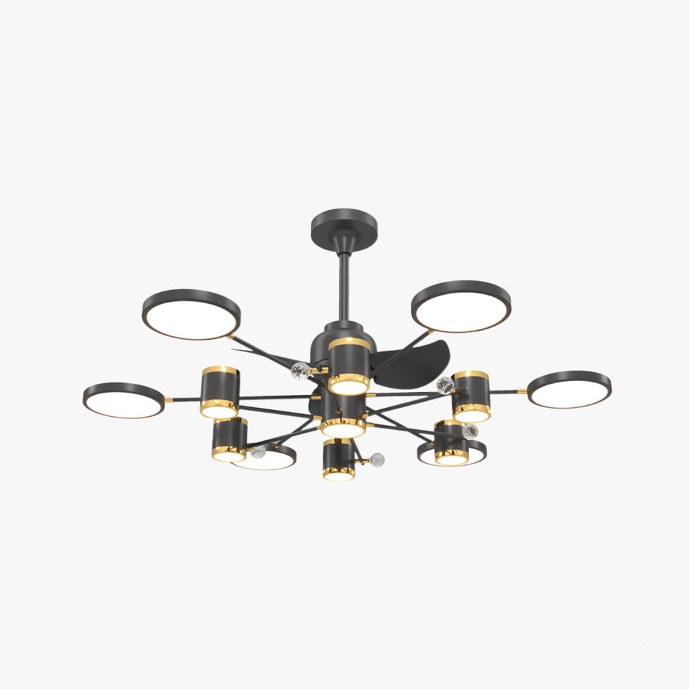 Madina Deckenventilator mit Beleuchtung Weiß & Schwarz, 12-flammig, ∅120CM - Lumpaz
