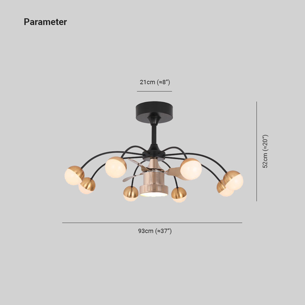 Valentina Deckenventilator mit Beleuchtung Aluminium & Metall, 8-flammig, ∅93CM - Lumpaz