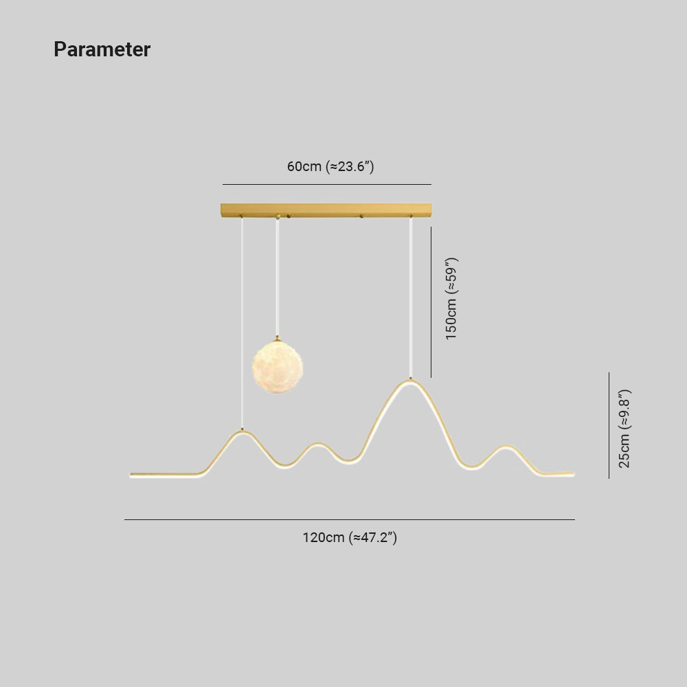 Pendelleuchte Wellenförmig & Mondförmig, 3 Farben, 120CM Lang - Lumpaz