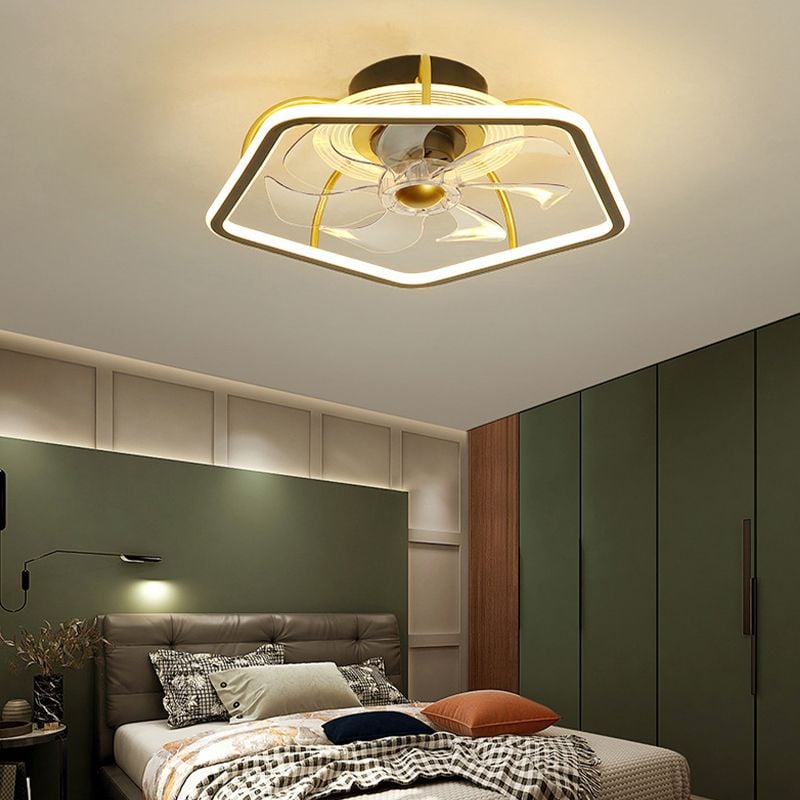 Edge Deckenventilator mit Beleuchtung Pentagon Schwarz 7-Blatt, 48CM Lang - Lumpaz