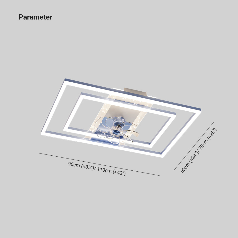 Kelley Deckenventilator mit Beleuchtung Blau & Schwarz, 5 Stile, ∅50/90/110CM - Lumpaz