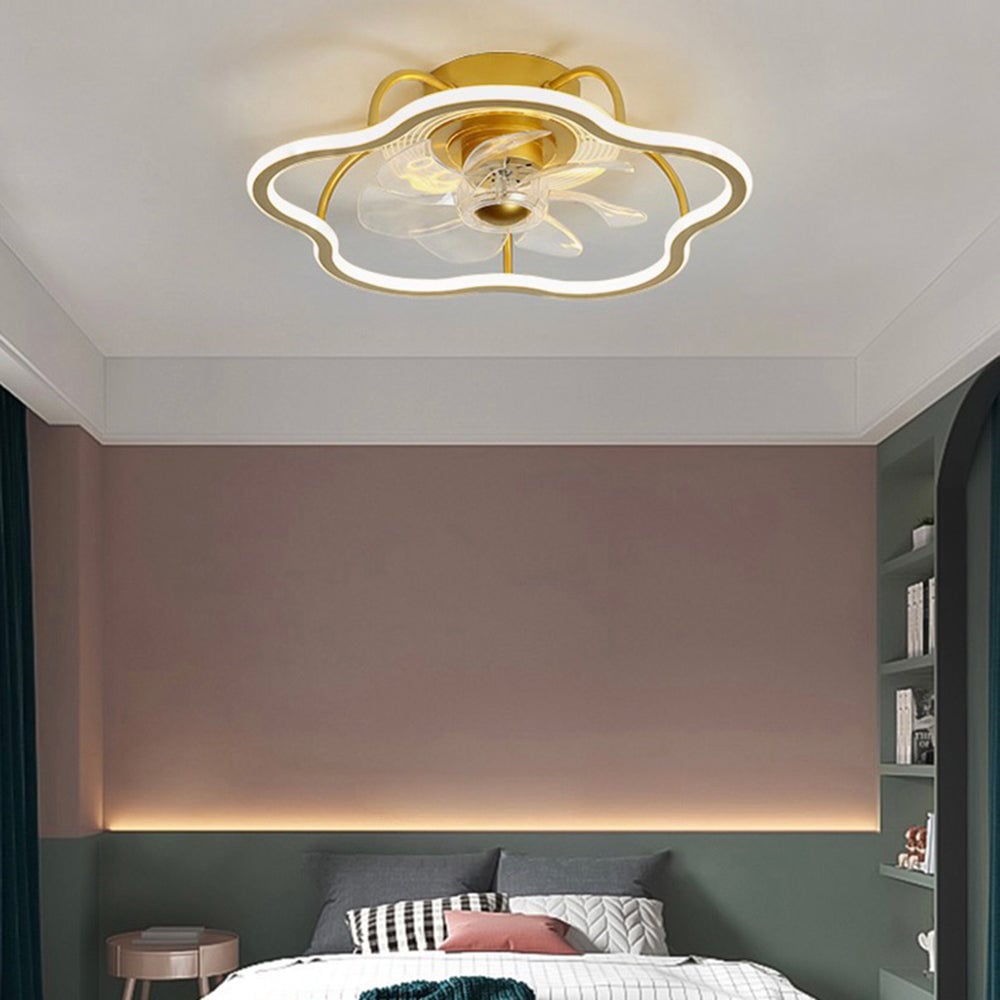Kelley Deckenventilator mit Beleuchtung Blume Gold, ∅50CM - Lumpaz