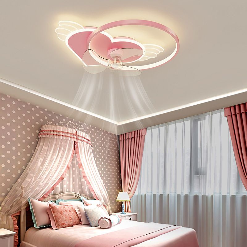 Minori Deckenventilator mit Beleuchtung Herz Rosa, 56CM Lang - Lumpaz