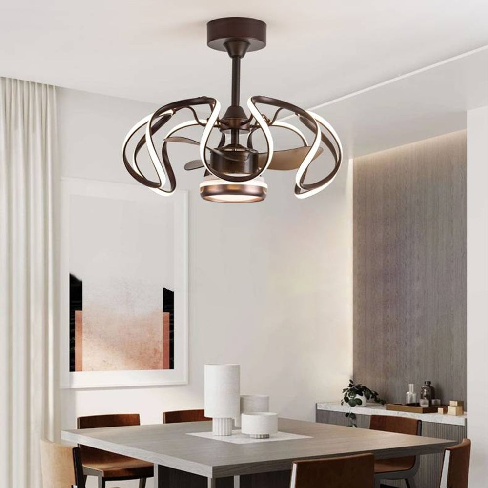 Lacey Deckenventilator mit Beleuchtung Weiß & Kaffee, ∅60CM - Lumpaz