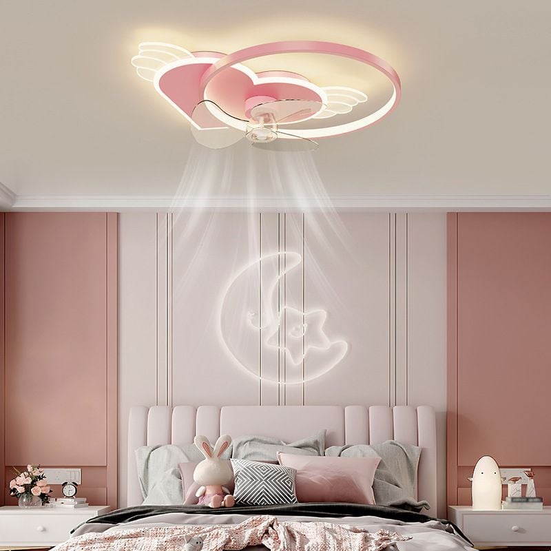Minori Deckenventilator mit Beleuchtung Herz Rosa, 56CM Lang - Lumpaz