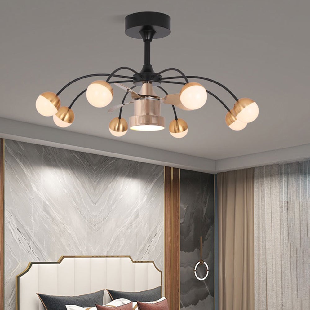 Valentina Deckenventilator mit Beleuchtung Aluminium & Metall, 8-flammig, ∅93CM - Lumpaz