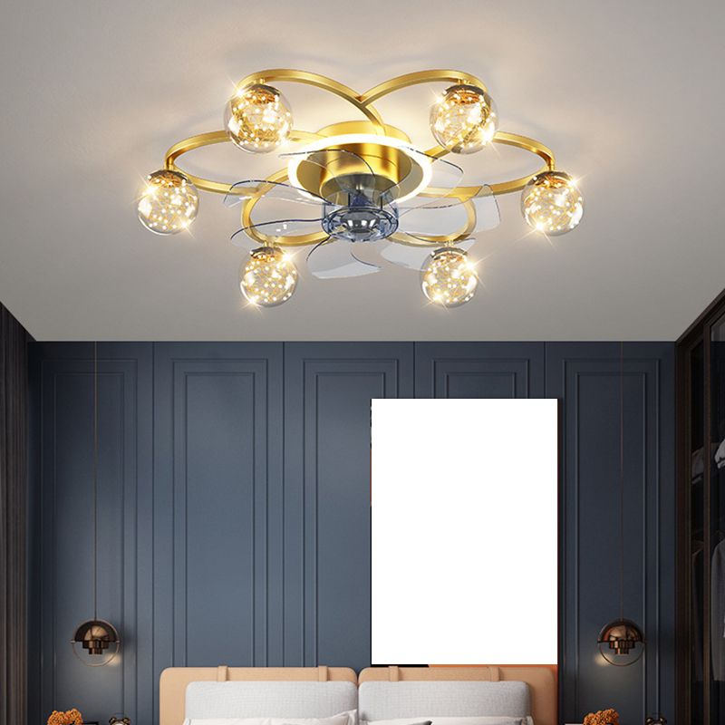 Madina Deckenventilator mit Beleuchtung Sternklar Gold, 7-Blatt, ∅58CM - Lumpaz