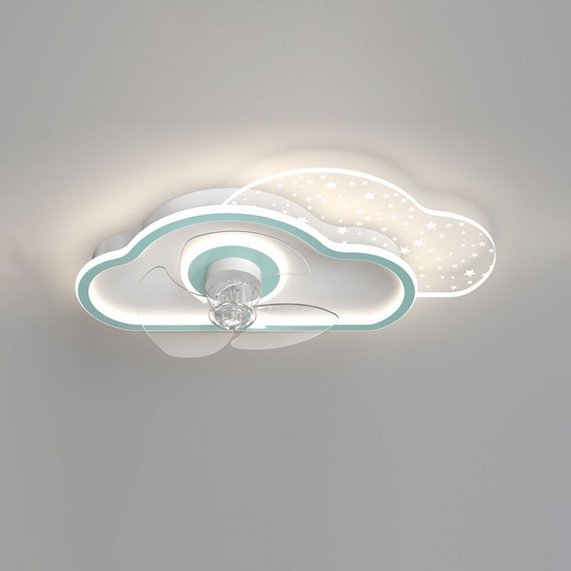 Minori Deckenventilator mit Beleuchtung Wolke & Flugzeug, 2 Farben, ∅53/58CM - Lumpaz