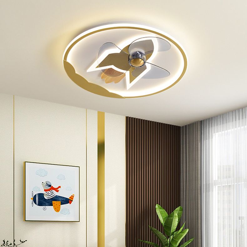 Minori Deckenventilator mit Beleuchtung Raketen-Form, 5 Farben, 2-flammig, ∅46CM/55CM - Lumpaz