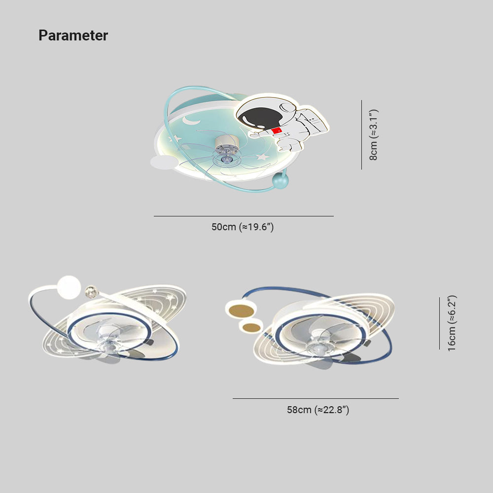 Fateh Deckenventilator mit Beleuchtung Astronaut, 3 Stile/Farben, ∅50/58CM - Lumpaz