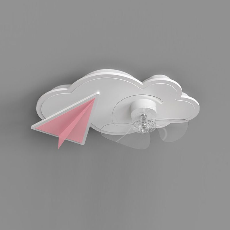 Minori Deckenventilator mit Beleuchtung Wolke & Flugzeug, 2 Farben, ∅53/58CM - Lumpaz