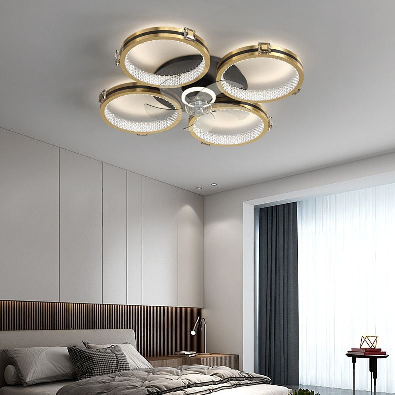 Kirsten Deckenventilator mit Beleuchtung 4-Ring 5-Blatt, 79CM/103CM Lang - Lumpaz