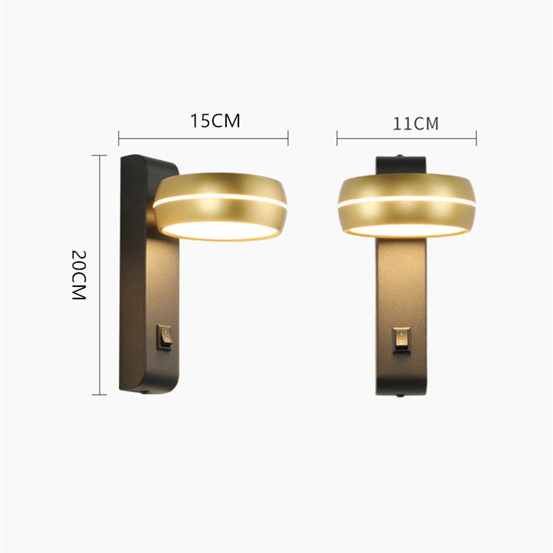 LED-Wandleuchte Schlafzimmer Nachttischlampe mit Schalter Wohnzimmer einfache Drehkopf-Wandleuchte - Lumpaz