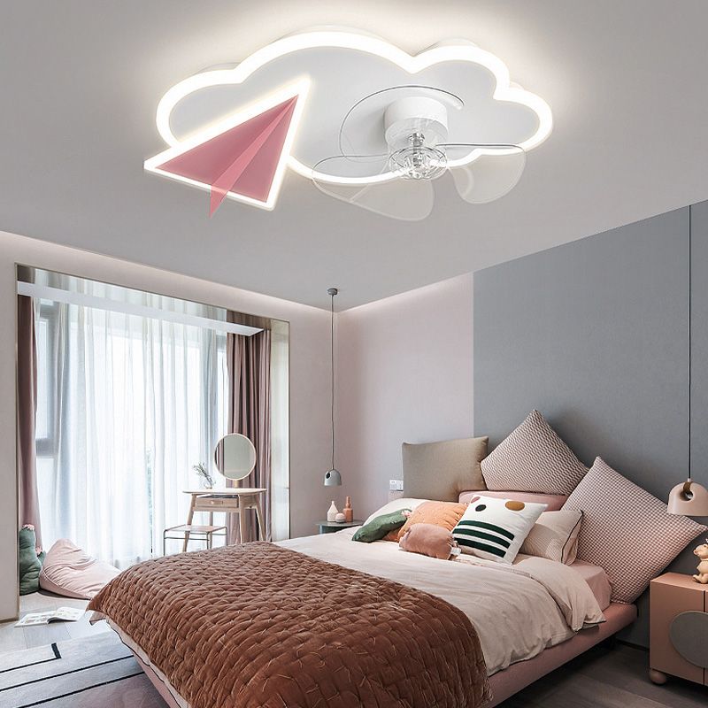 Minori Deckenventilator mit Beleuchtung Wolke & Flugzeug, 2 Farben, ∅53/58CM - Lumpaz