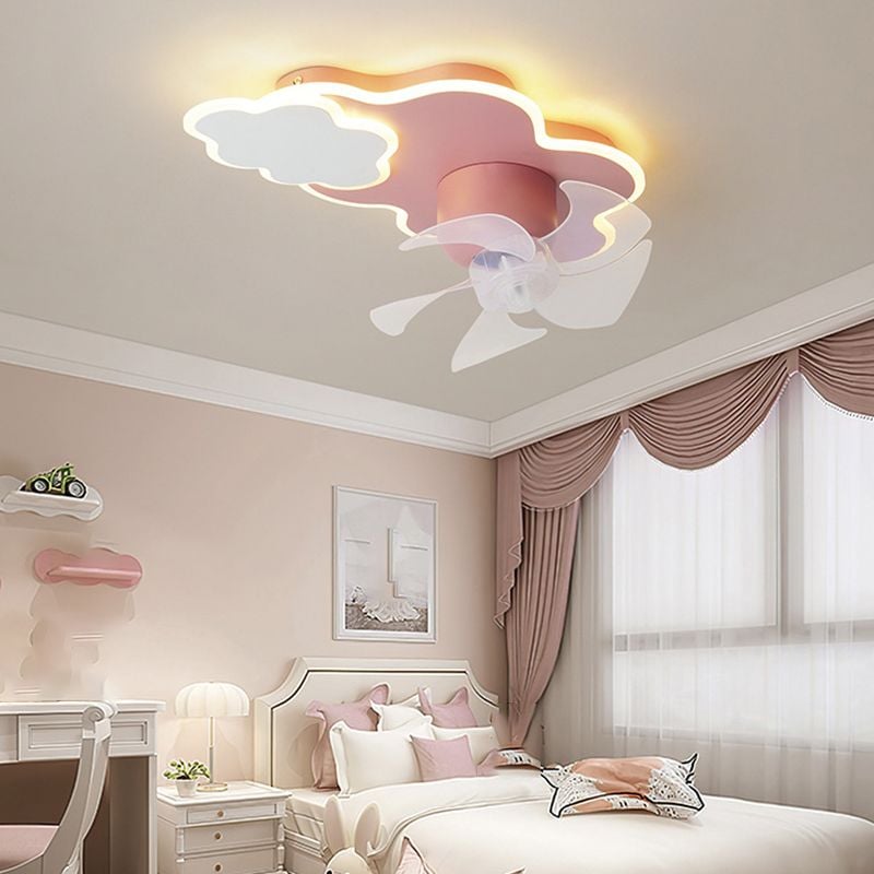 Minori Deckenventilator mit Beleuchtung Wolke, 3 Farben, 55CM/58CM Lang - Lumpaz