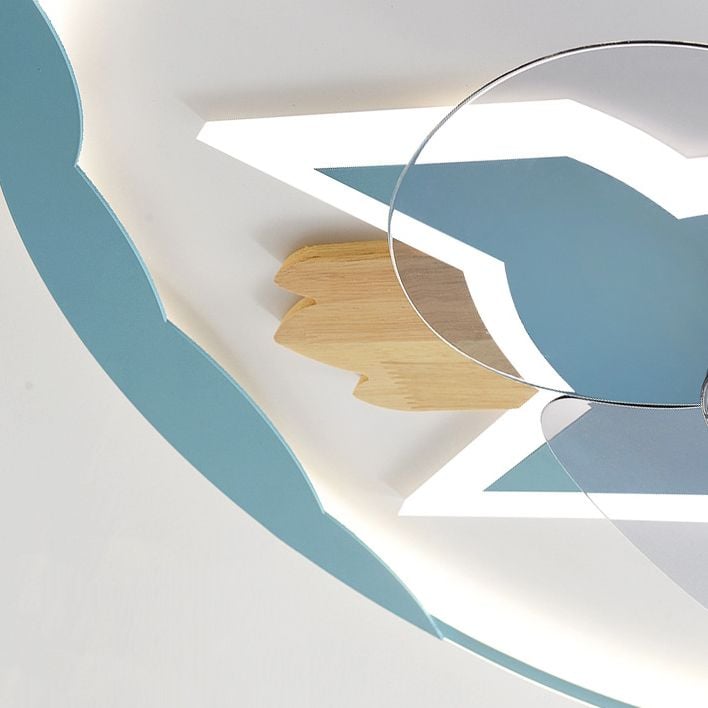 Minori Deckenventilator mit Beleuchtung Raketen-Form, 5 Farben, 2-flammig, ∅46CM/55CM - Lumpaz
