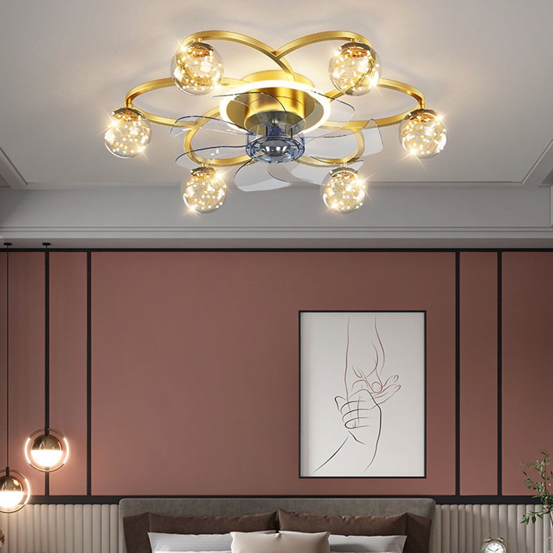 Madina Deckenventilator mit Beleuchtung Sternklar Gold, 7-Blatt, ∅58CM - Lumpaz