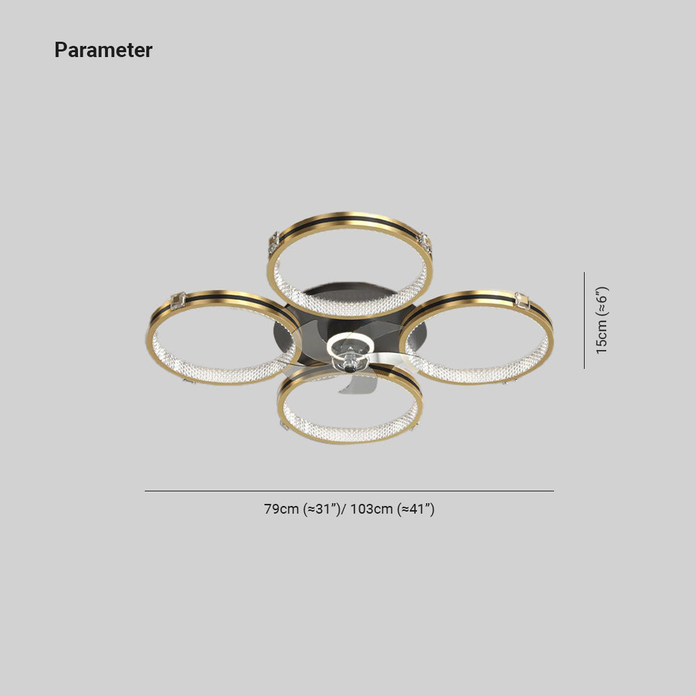 Kirsten Deckenventilator mit Beleuchtung 4-Ring 5-Blatt, 79CM/103CM Lang - Lumpaz