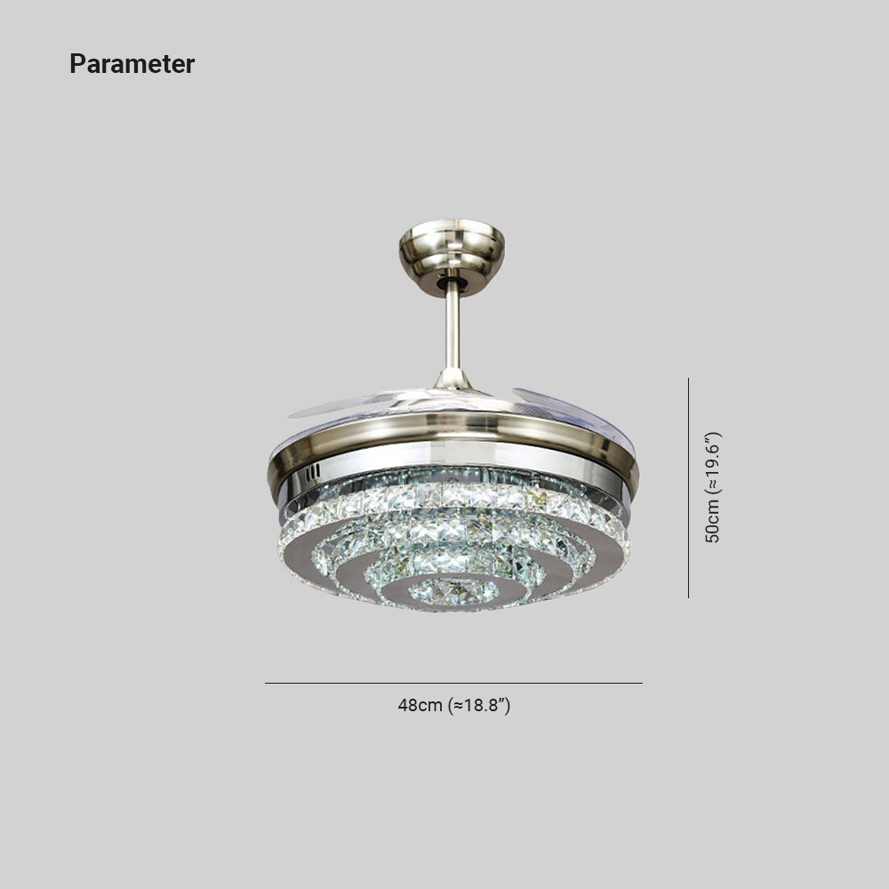 Kirsty Deckenventilator mit Beleuchtung Kristall Chrome, ∅48CM - Lumpaz