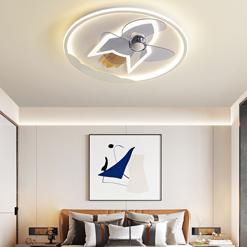 Minori Deckenventilator mit Beleuchtung Raketen-Form, 5 Farben, 2-flammig, ∅46CM/55CM - Lumpaz