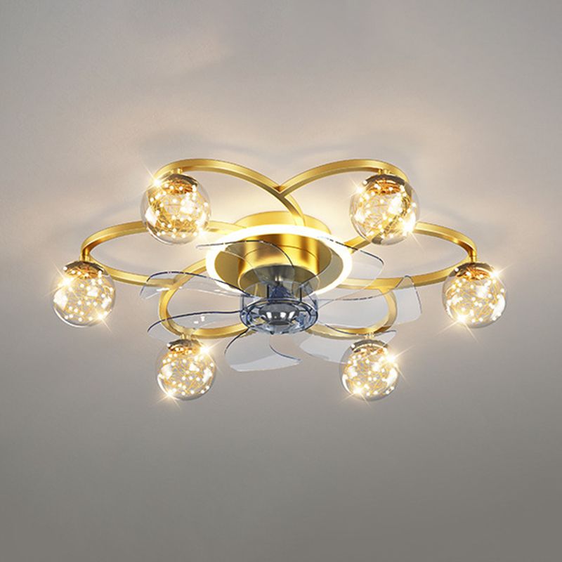 Madina Deckenventilator mit Beleuchtung Sternklar Gold, 7-Blatt, ∅58CM - Lumpaz