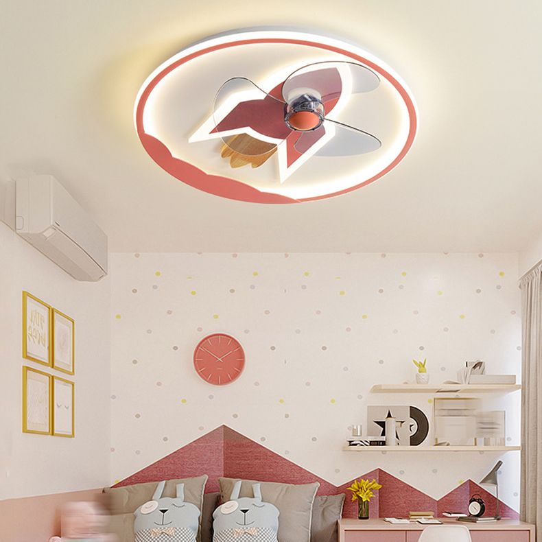 Minori Deckenventilator mit Beleuchtung Raketen-Form, 5 Farben, 2-flammig, ∅46CM/55CM - Lumpaz