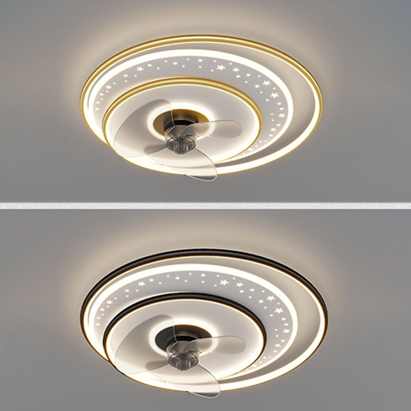 Quinn Deckenventilator mit Beleuchtung 3-Ring, 3 Stile, ∅50/52/53CM - Lumpaz