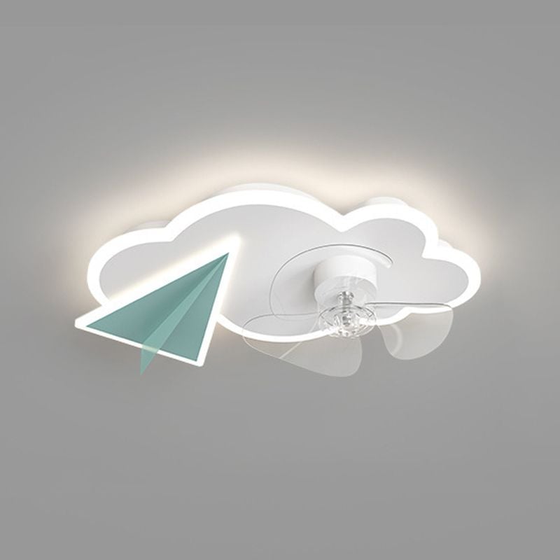 Minori Deckenventilator mit Beleuchtung Wolke & Flugzeug, 2 Farben, ∅53/58CM - Lumpaz