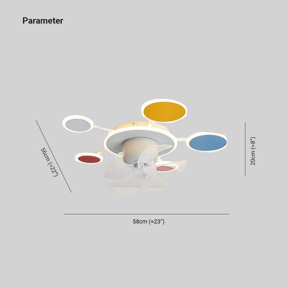 Minori Deckenventilator mit Beleuchtung Wolke, 3 Farben, 55CM/58CM Lang - Lumpaz