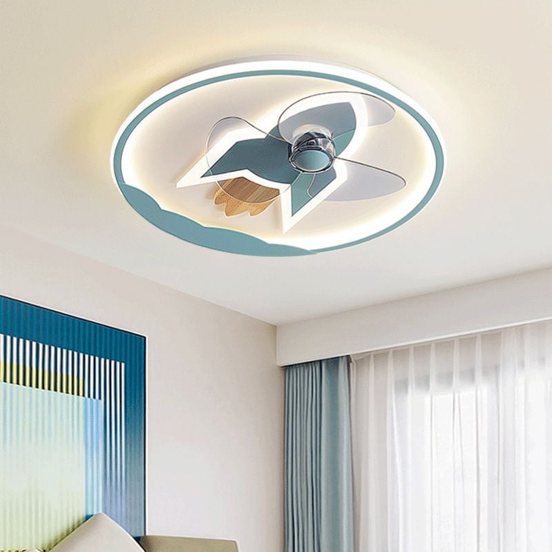 Minori Deckenventilator mit Beleuchtung Raketen-Form, 5 Farben, 2-flammig, ∅46CM/55CM - Lumpaz