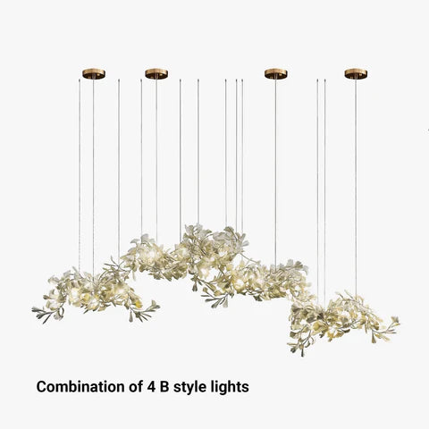 Olivia chandelier Art Déco designs for foyer, ginko leaf 