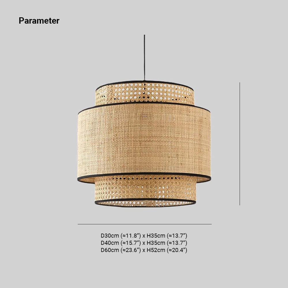 Ritta Pendelleuchte dreilagig, Rattan, ∅30/40/60cm - Lumpaz